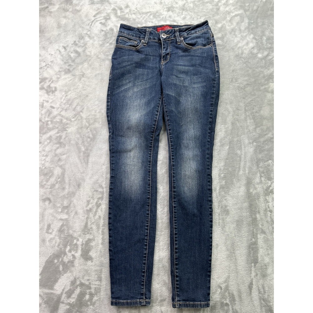 Guess Jeans Womens 28 Sienna Curvy Fit Medium Rise Skinny Blue Stretch Whiskered
